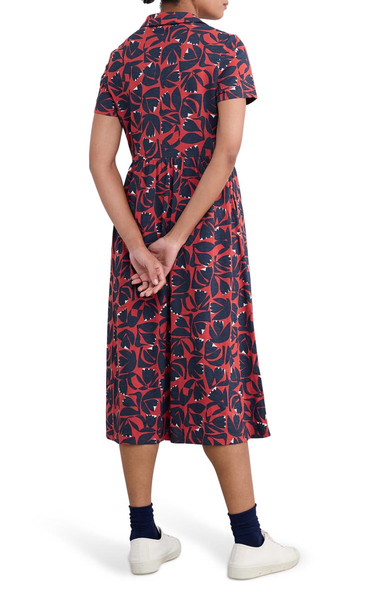 Seasalt Cornwall Mainland Floral Organic Cotton Jersey Midi Shirtdress, Alternate, color, Floral Cutout Dark Cinnamon