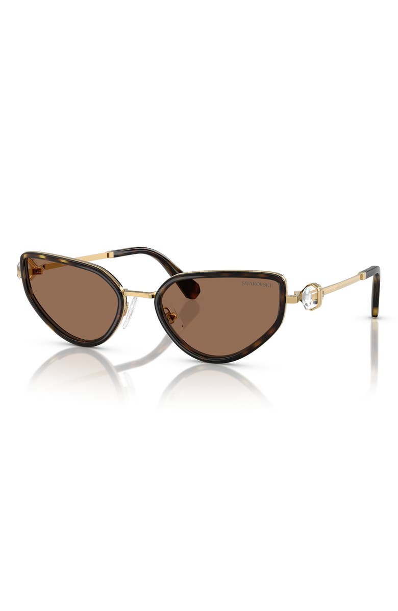 Swarovski 56mm Irregular Sunglasses, Alternate, color, Black/ Gold Havana