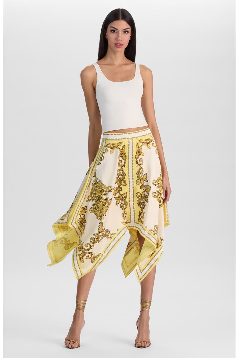 Davina Print Handkerchief Hem Skirt, Alternate, color, GOLDEN COAST