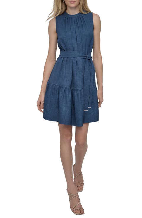 Tie Waist Denim Dress