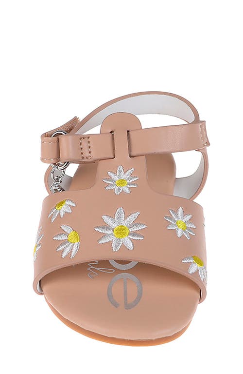 Bebe Kids' Floral Embroidered Sandal In Tan
