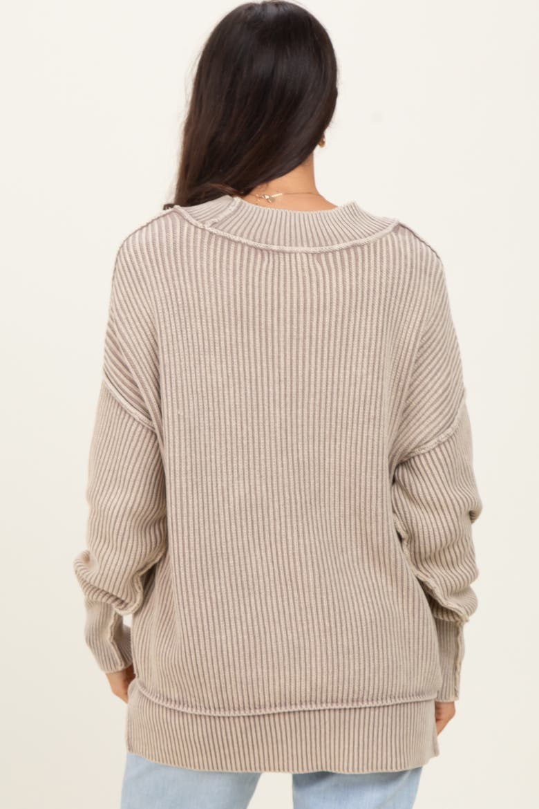 Washed Side Slit Oversized Sweater, Alternate, color, Mocha