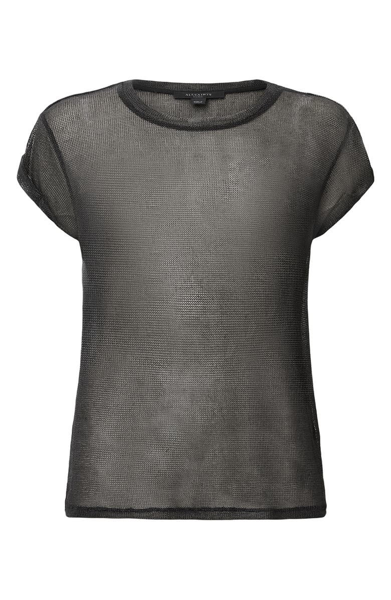 AllSaints Thea Sparkle Sheer Mesh Top, Alternate, color,