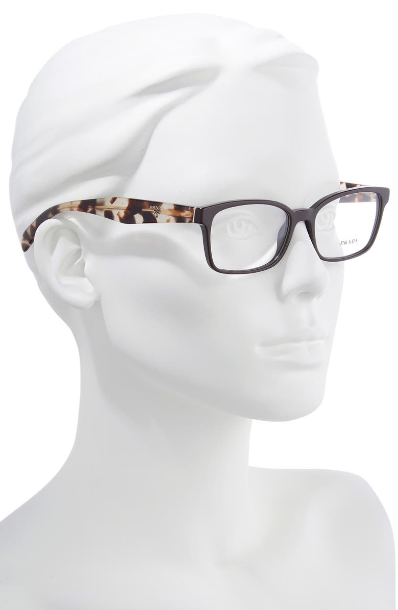 Prada 53mm Square Optical Glasses, Alternate, color,