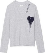 Zadig
Voltaire Mikyz Heart Appliqué Cashmere V-Neck Sweater