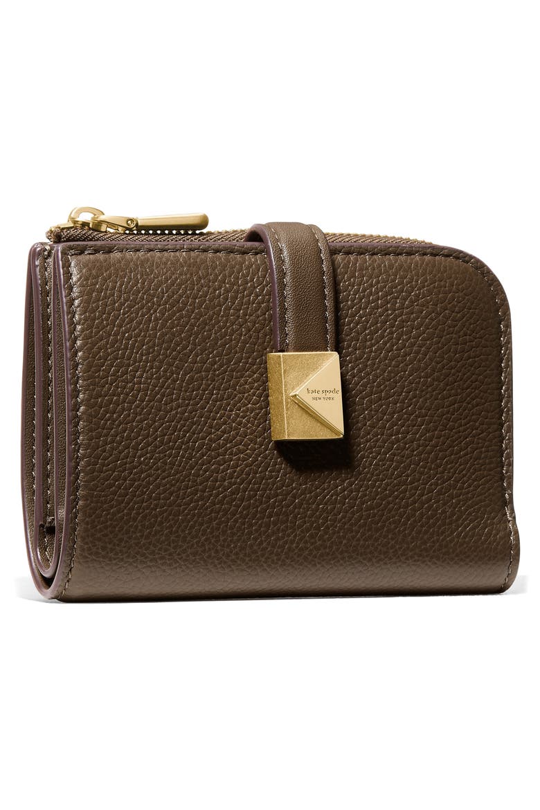 deco pebbled leather bifold wallet, Alternate, color, BURNT SAGE