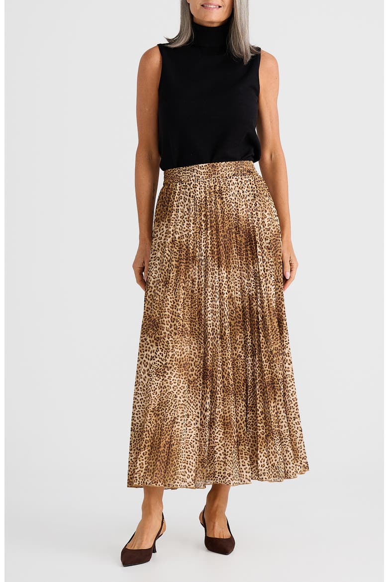 Alias Pleated Maxi Skirt, Alternate, color, LEOPARD
