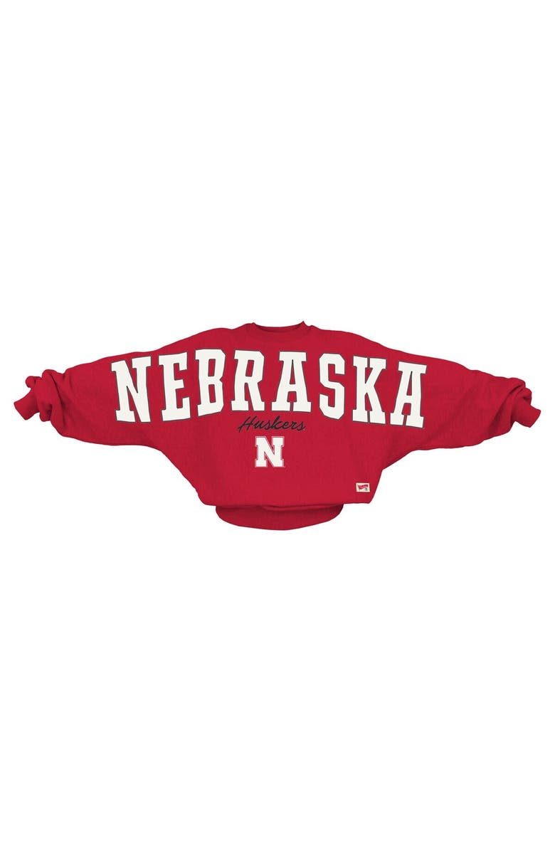 PRESSBOX Women's Pressbox Scarlet Nebraska Huskers Flannigan Oversized Dolman Pullover Sweatshirt, Main, color, Scarlet