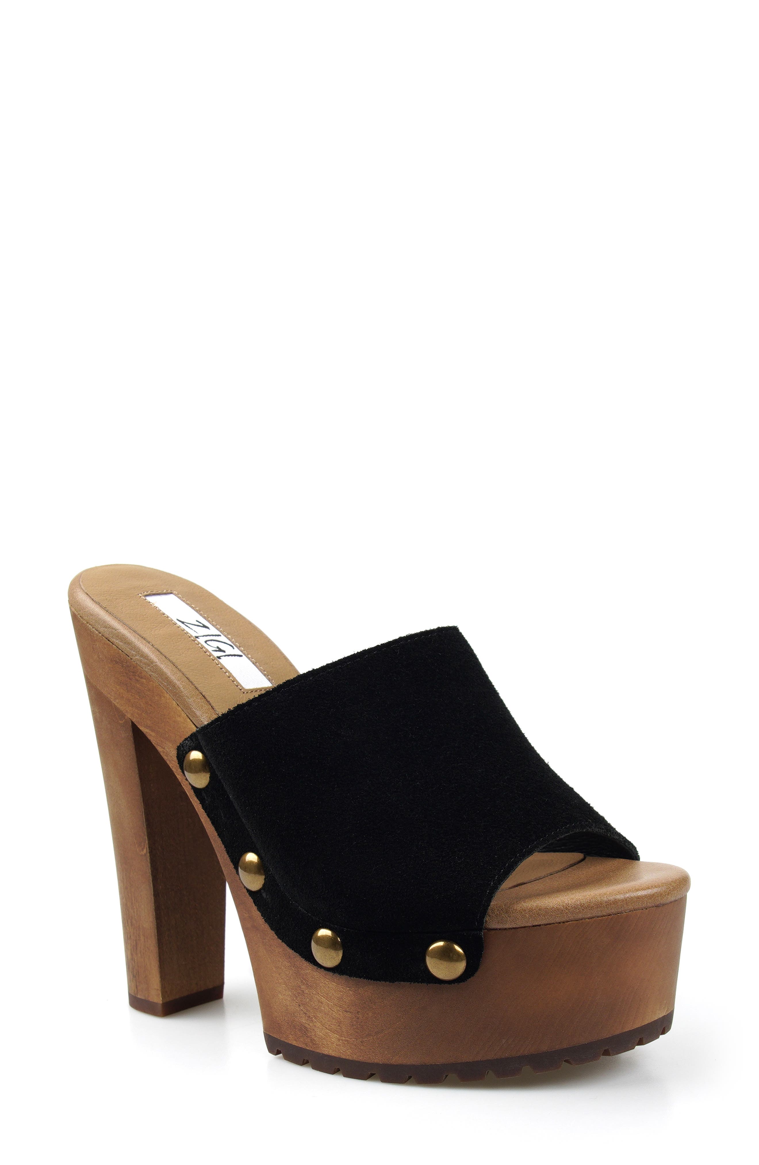 Nikky Platform Sandal, Main, color, BLACK SUEDE