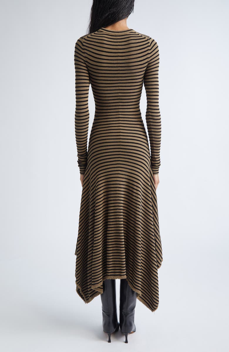 Proenza Schouler Didi Stripe Long Sleeve Dress, Alternate, color, Khaki/ Black