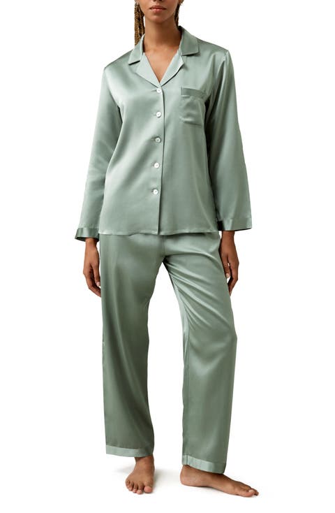 Women's Full Length Silk Pajamas Set