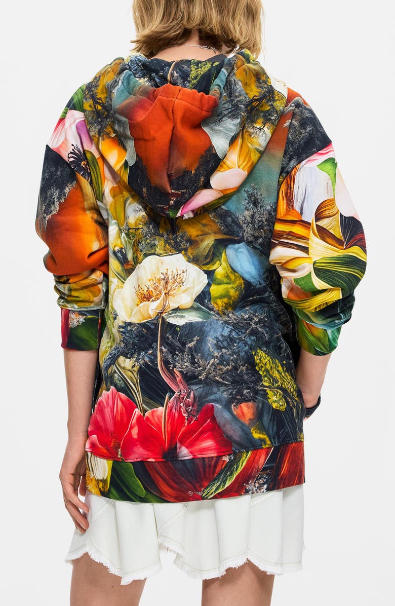 Desigual Print Front Zip Hoodie, Alternate, color, Multi