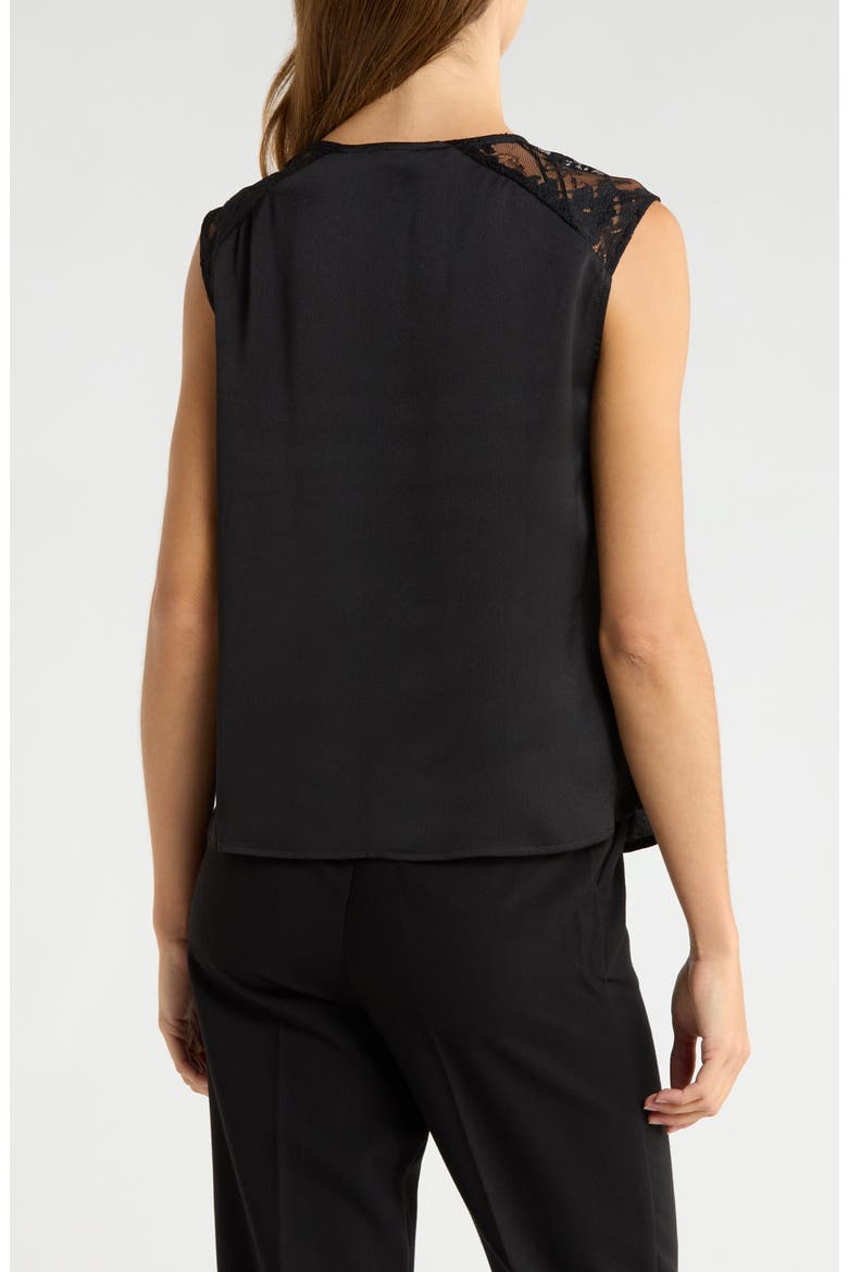 Lace Trim Cowl Neck Sleeveless Top, Alternate, color, RICH BLACK