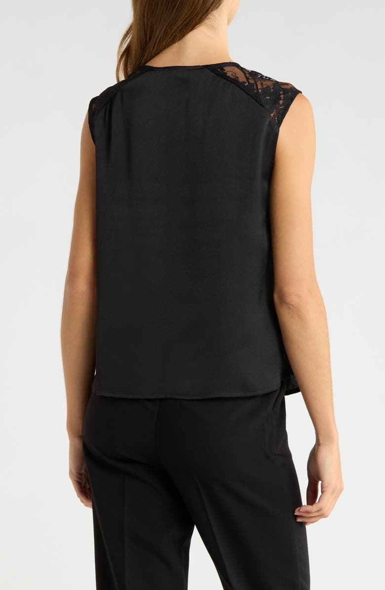 Vince Camuto Lace Trim Cowl Neck Sleeveless Top, Alternate, color, Rich Black