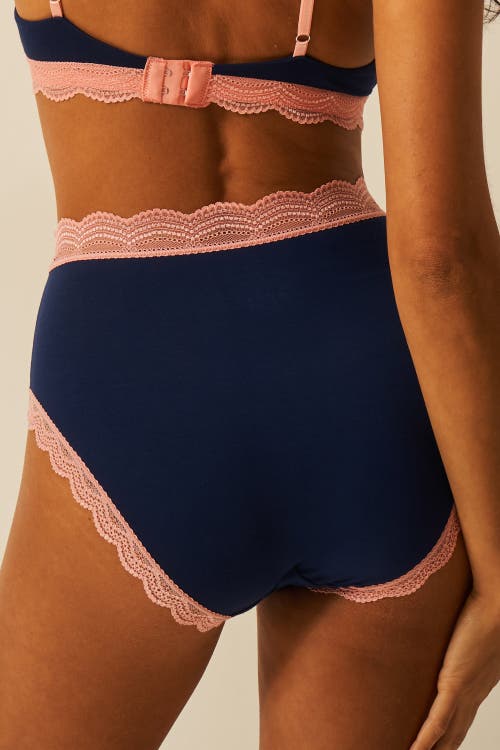 Stripe & Stare High Rise Knicker Four Pack In Blue