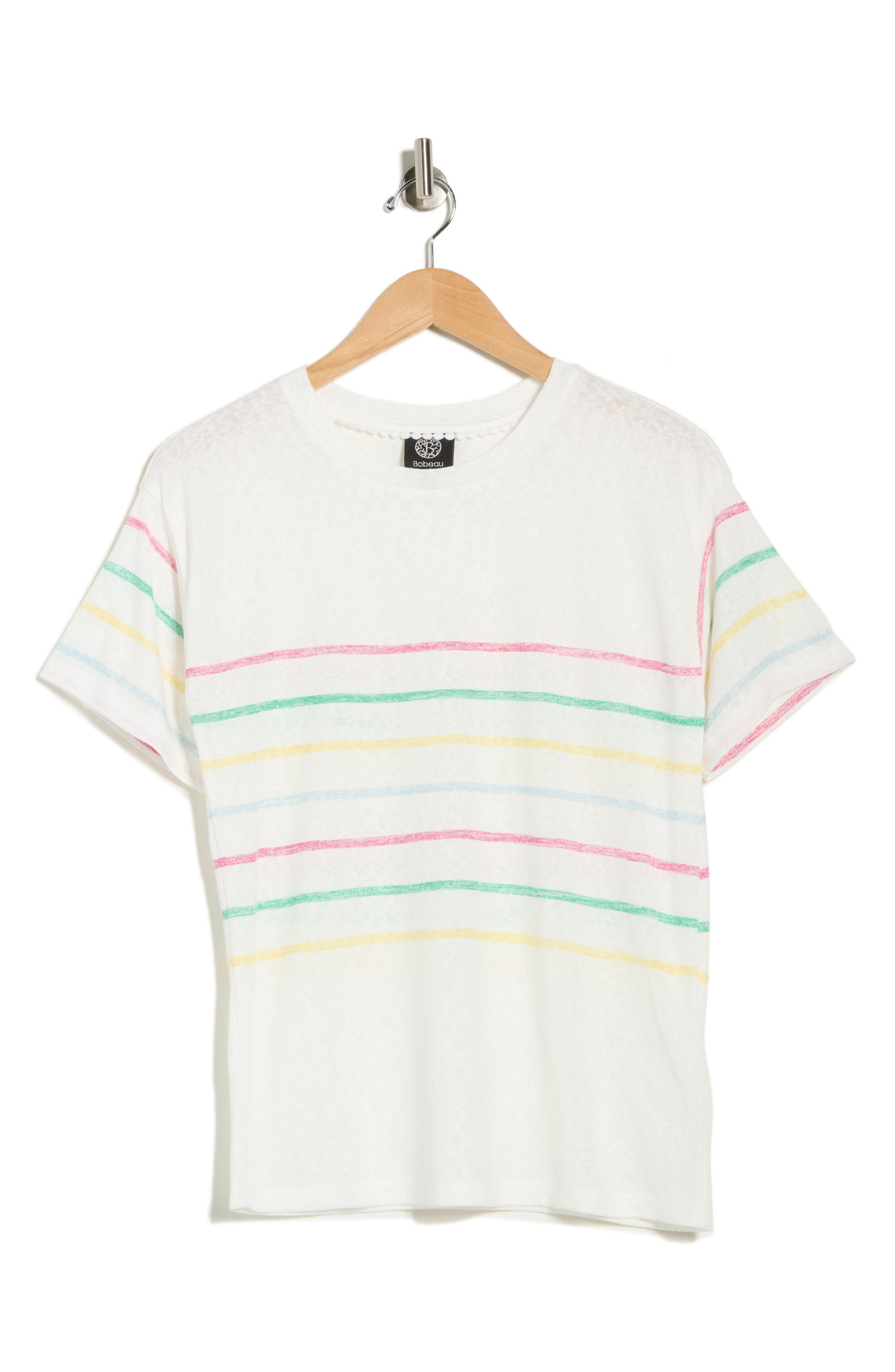 Bobeau Stripe Crewneck Slubbed T-Shirt