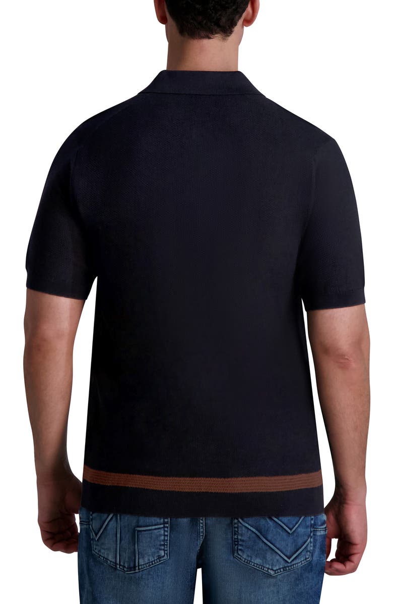 KARL LAGERFELD PARIS Stripe Textured Piqué Polo, Alternate, color, Black