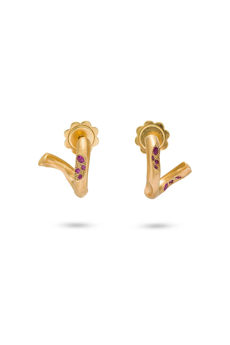 Eden Earrings Natural Gemstones. Handmade in Italy, Alternate, color, Pink Sapphires