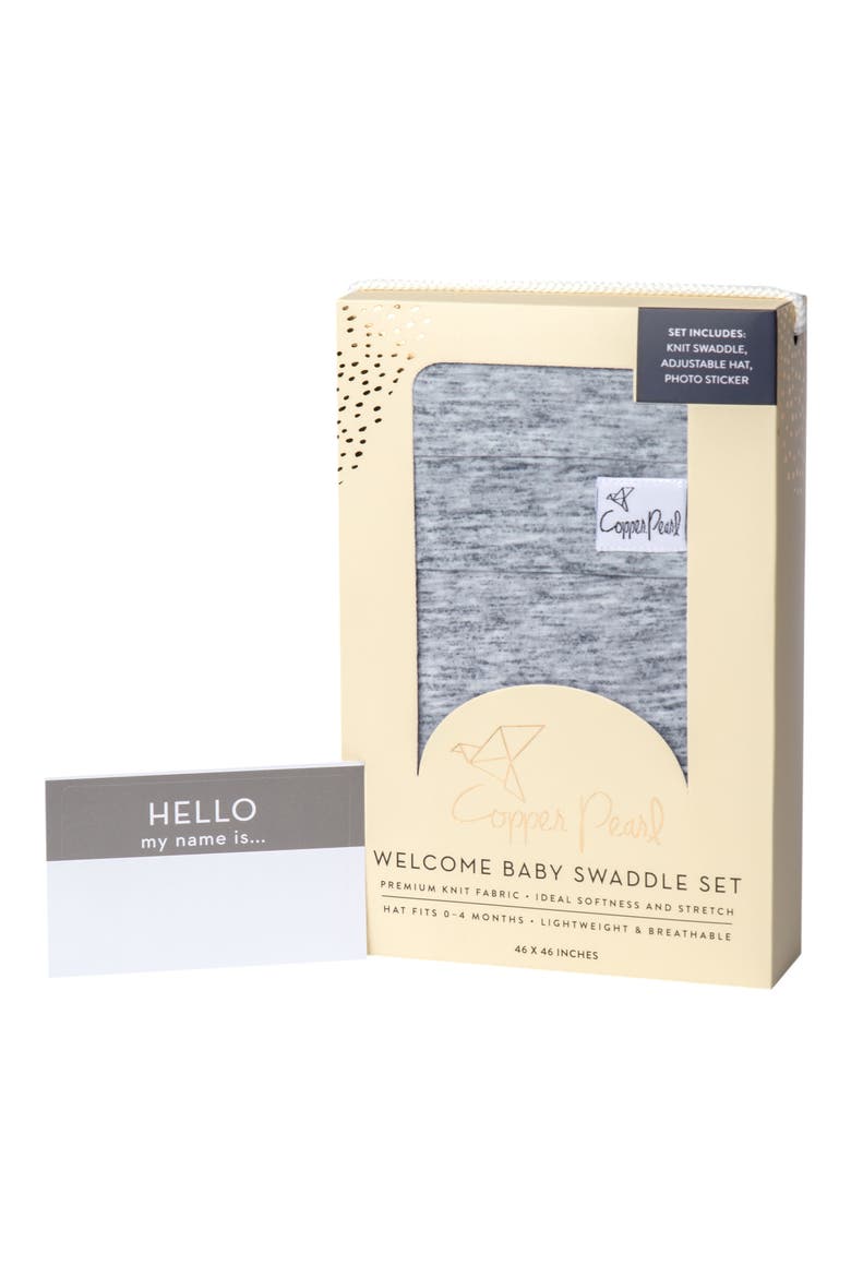 Welcome Baby Hat & Swaddle Set, Alternate, color, ASHER