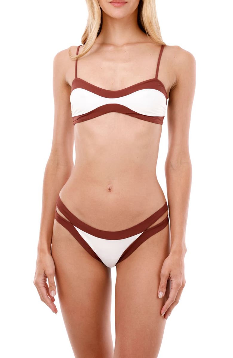 MALAI Barn Colorblock Bikini Top, Alternate, color, Barn Red Color Blend