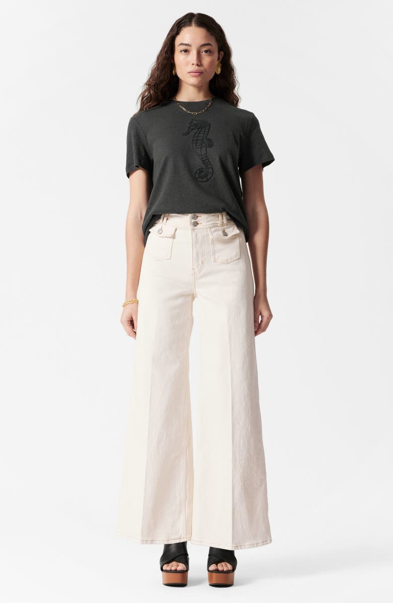 & Other Stories Joni Cotton & Linen T-Shirt, Alternate, color, Black Dark