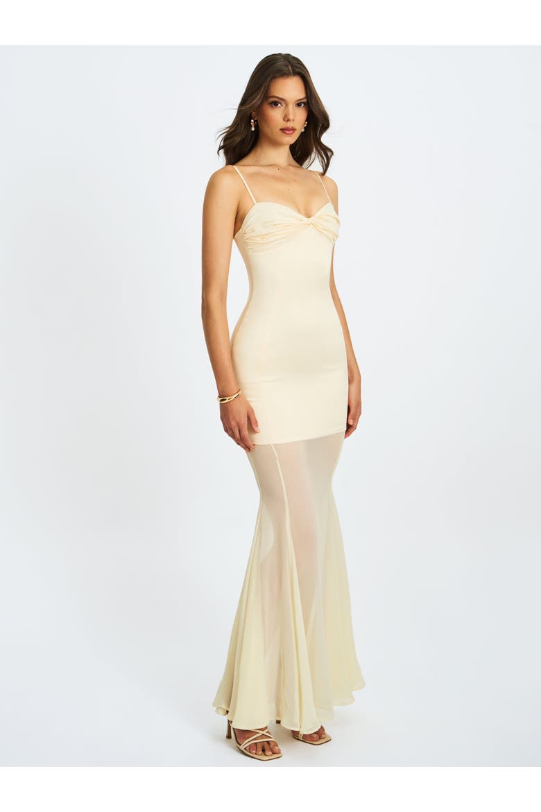 Zayne Ruch Breast Chiffon Mermaid Maxi Dress, Alternate, color, Butter Yellow