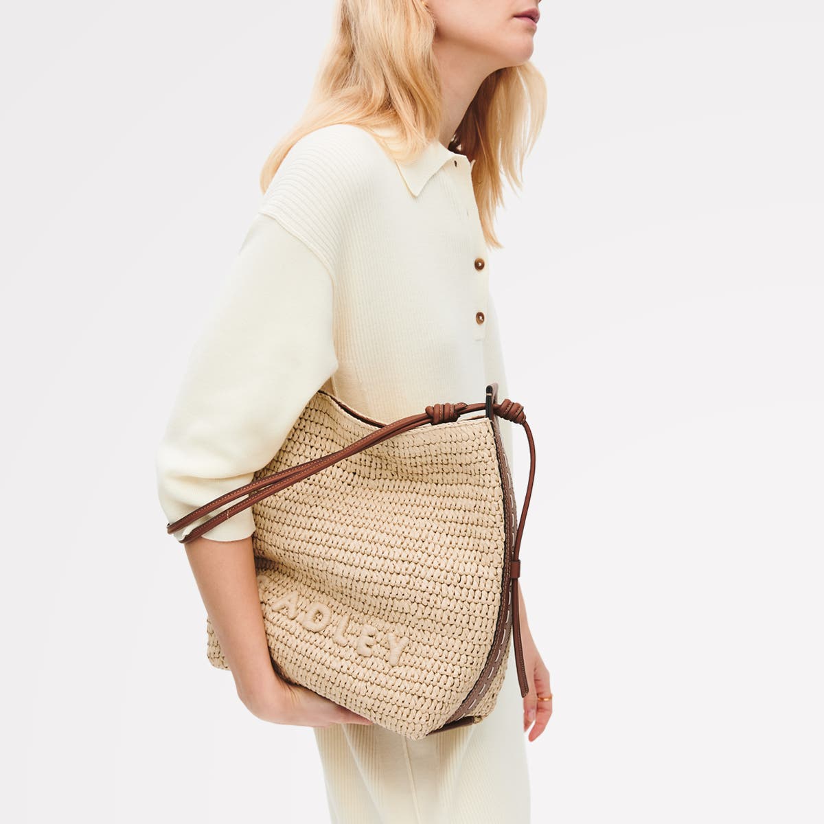Radley The Camden - Raffia Medium Open Top Shoulder Bag, Alternate, color, Natural