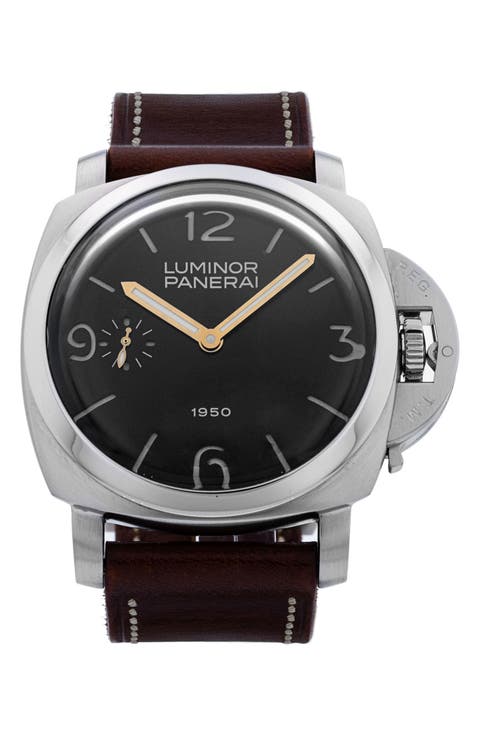 Panerai Preowned 2004 Luminor 1950 PAM00127 Leather Strap Watch, 47mm