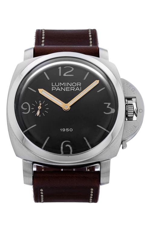 Watchfinder & Co. Panerai Preowned Luminor 1950 Leather Strap Watch, 47mm in Black at Nordstrom