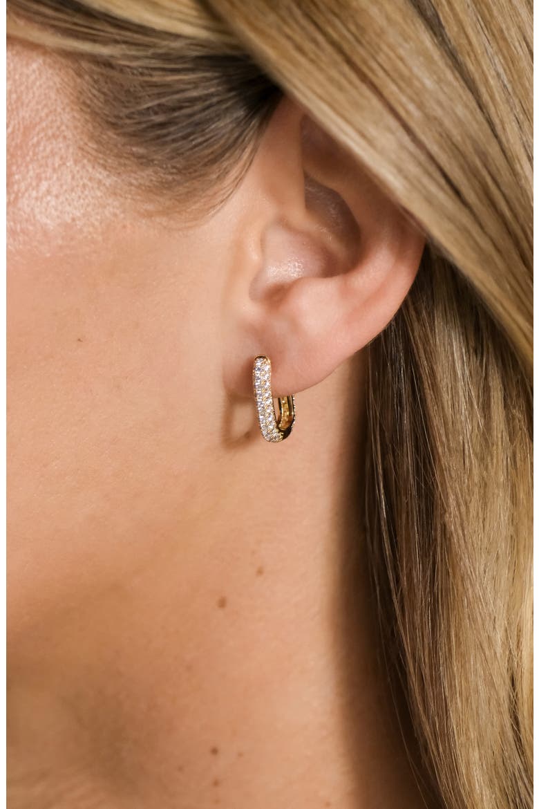 Francesca Cubic Zirconia Rectangular Hoop Earrings, Alternate, color, GOLD