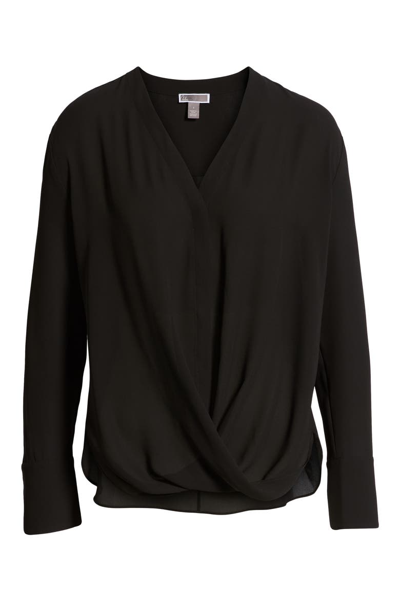 Drape Front Top, Alternate, color, BLACK