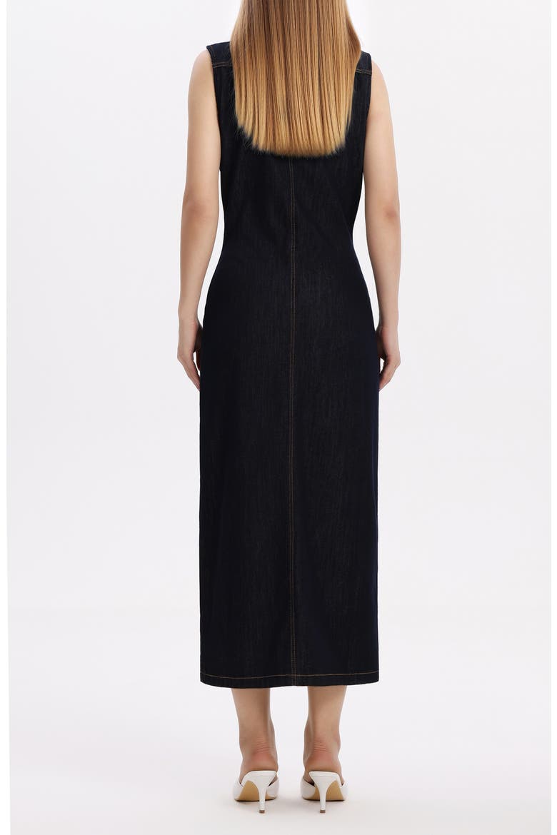 Julia Belted Sleeveless Denim Midi Dress, Alternate, color, RAW DENIM