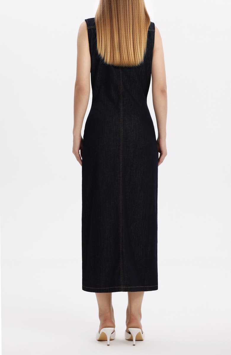 Bayeas Julia Belted Sleeveless Denim Midi Dress, Alternate, color, Raw Denim