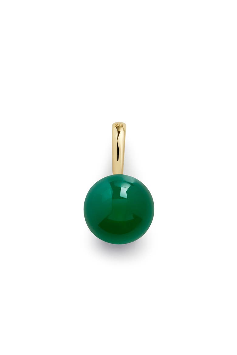 Round Gemstone Charm, Alternate, color, 14KT SOLID GOLD / GREEN ONYX