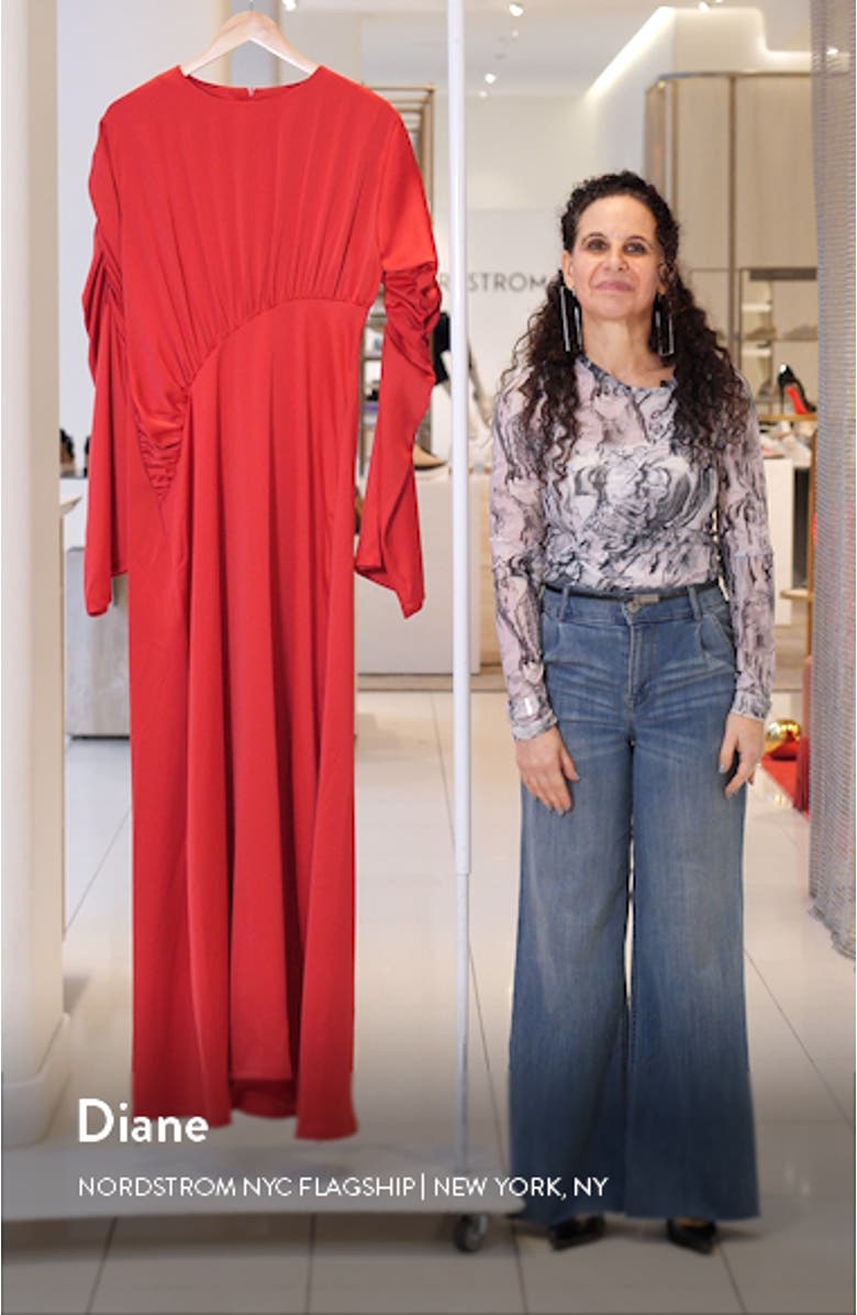 The Jou Long Sleeve Satin Gown, sales video thumbnail