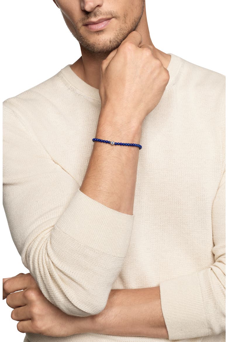 Men's Evil Eye Beaded Bracelet, Alternate, color, SILVER