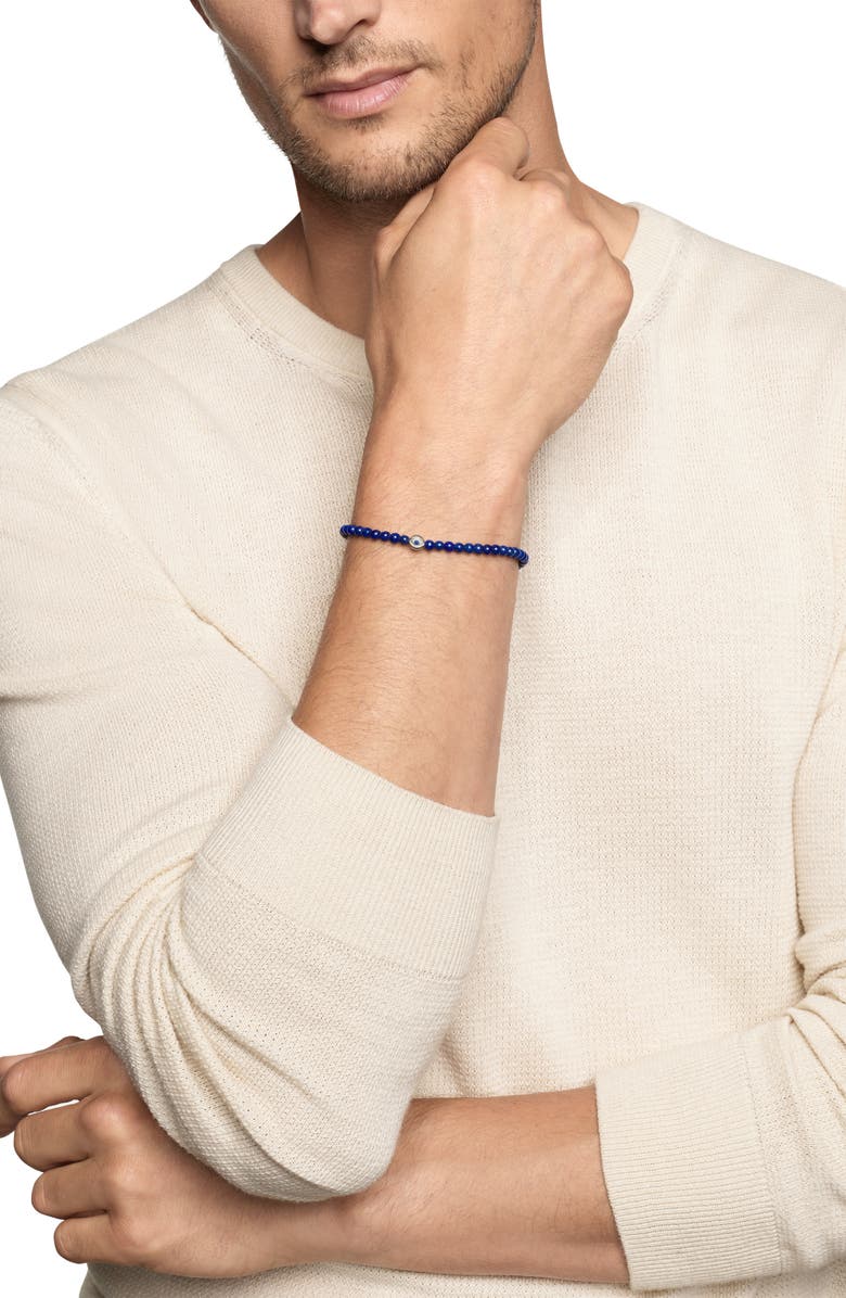 David Yurman Men's Evil Eye Beaded Bracelet, Alternate, color, Silver