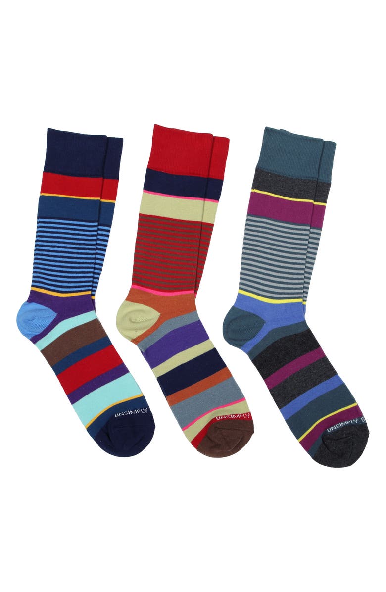 UNSIMPLY STITCHED 3-Pack Assorted Crew Socks, Main, color, 