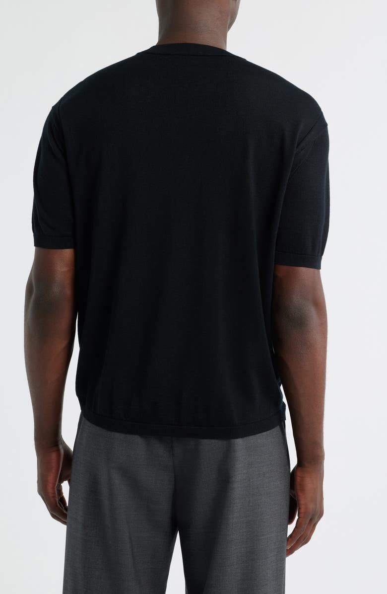 Emporio Armani Short Sleeve Sweater, Alternate, color, Black