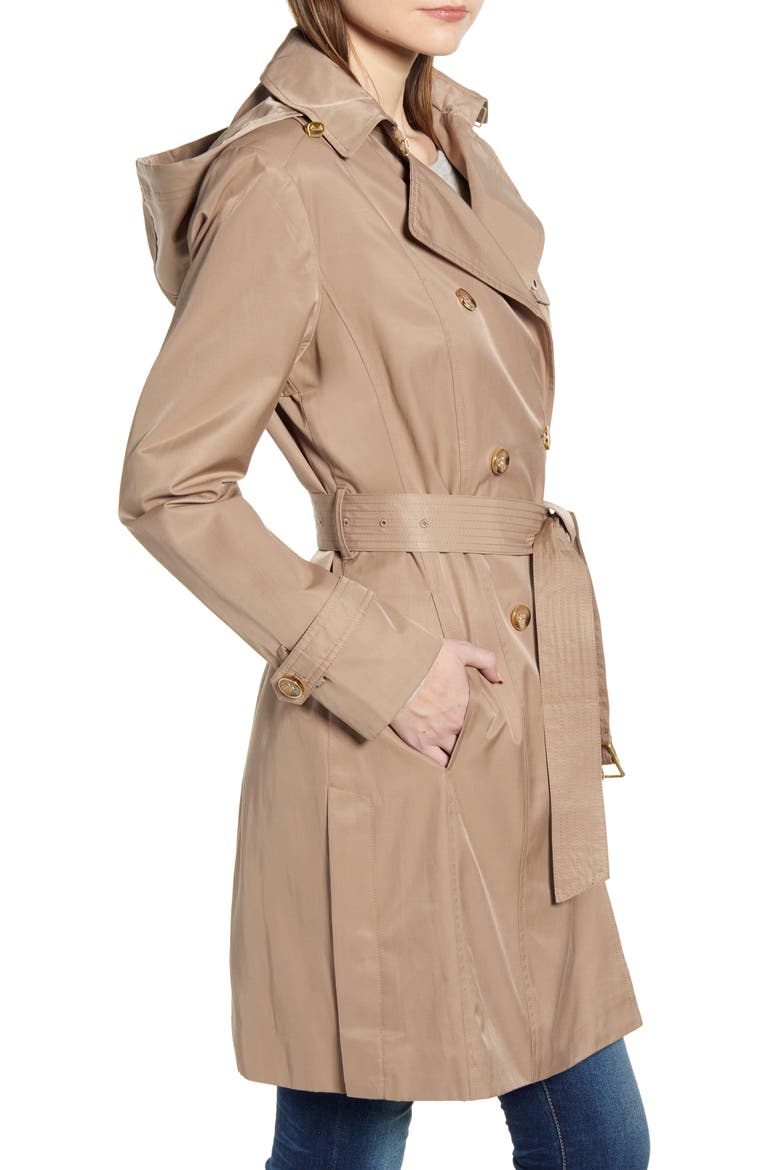 Hooded Trench Coat, Alternate, color, DUNE
