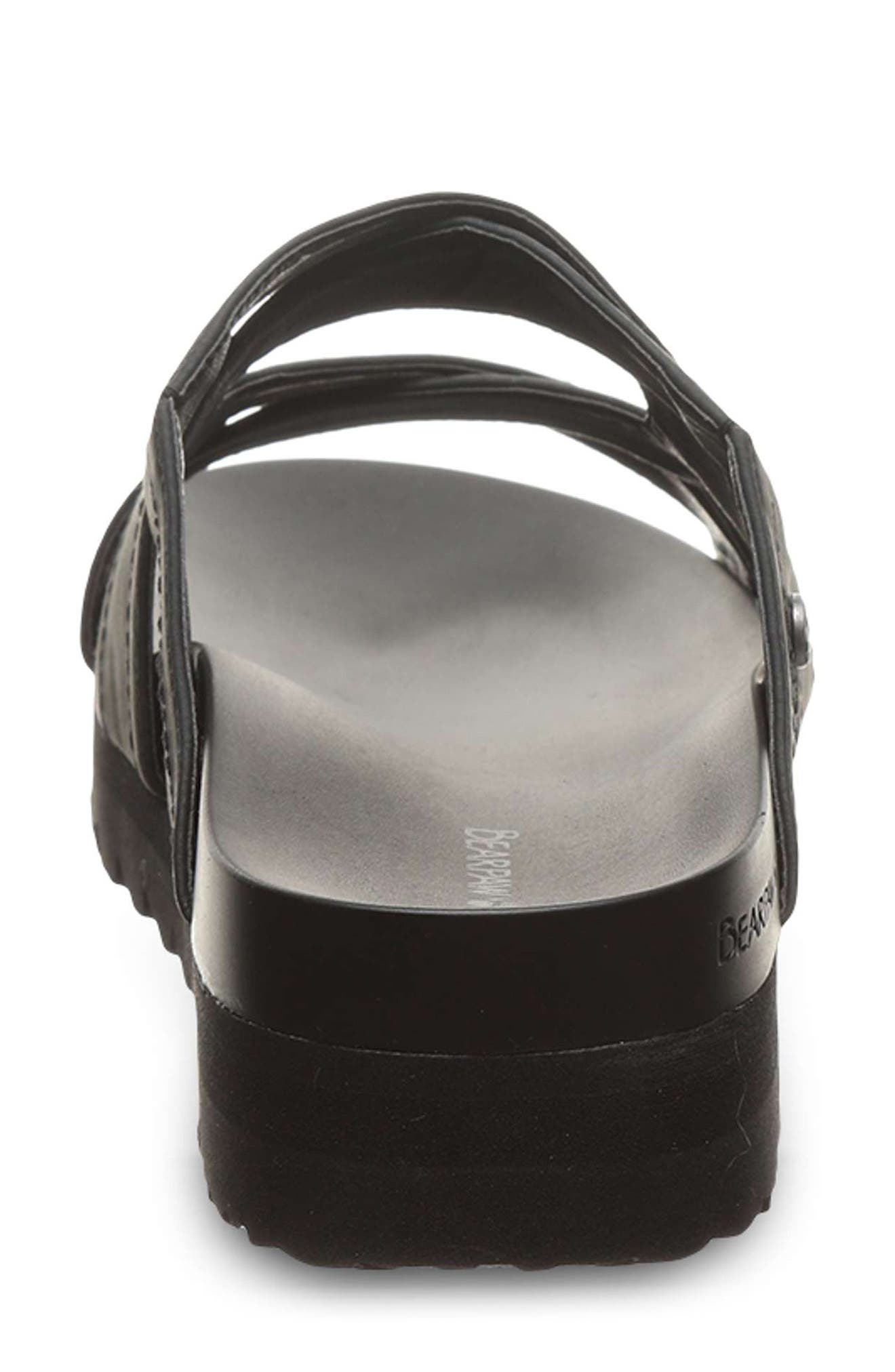 BEARPAW Crux Faux Leather Slide Sandal, Alternate, color, Black