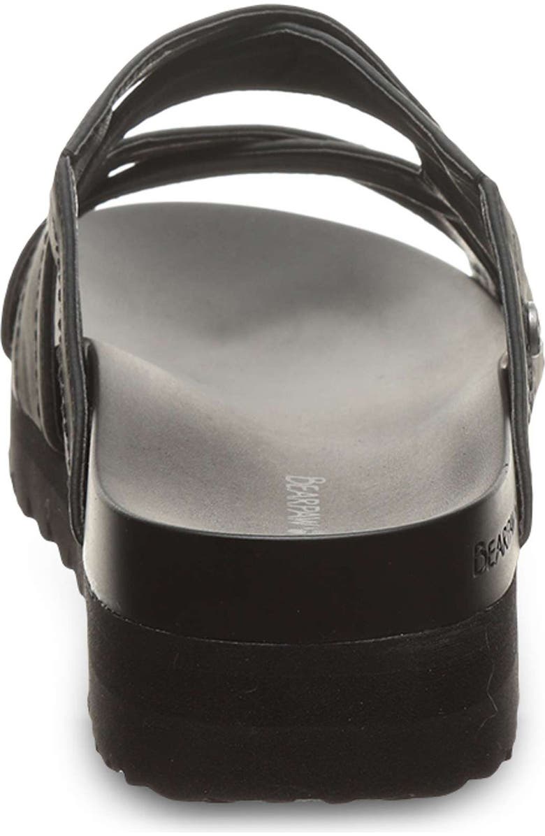 BEARPAW Crux Faux Leather Slide Sandal, Alternate, color, Black