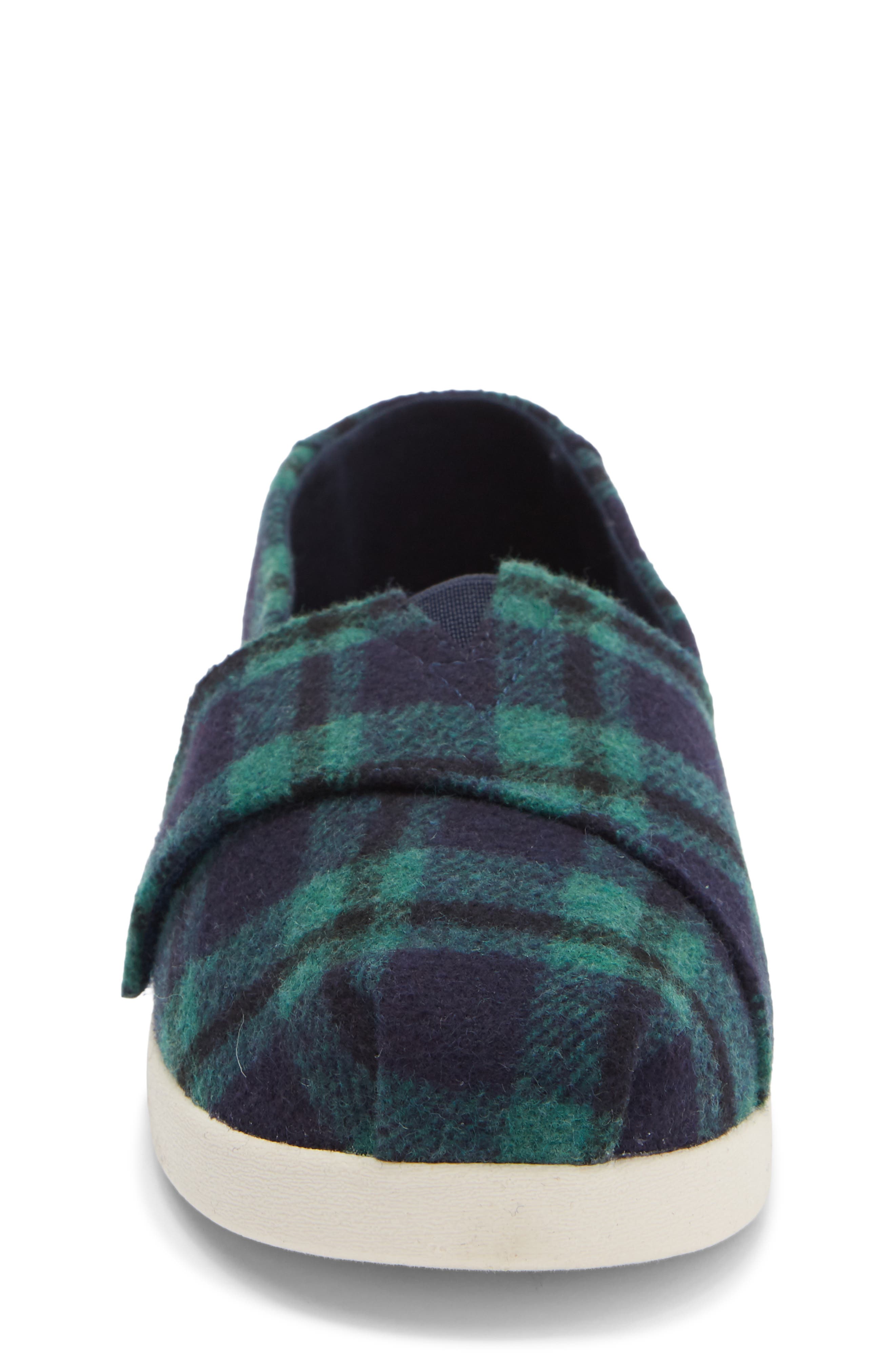 TOMS Kids' Alpargata Sneaker, Alternate, color, Navy Plaid