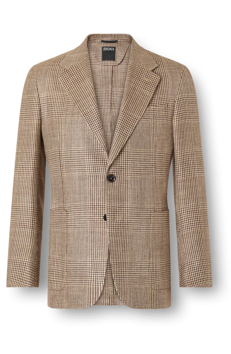 ZEGNA Prince of Wales Plaid Silk, Linen & Wool Sport Coat, Main, color, 