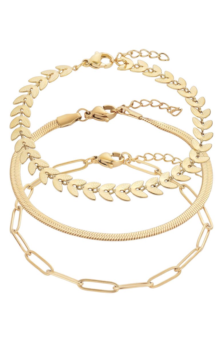 Adornia Set of 3 Assorted Chain Bracelets, Main, color,
