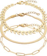 Adornia Set of 3 Assorted Chain Bracelets
