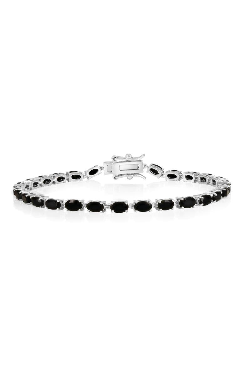 Sterling Silver Oval CZ Tennis Bracelet, Main, color, BLACK