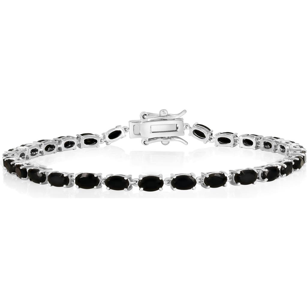 Simona Sterling Silver Oval Cz Tennis Bracelet In Black