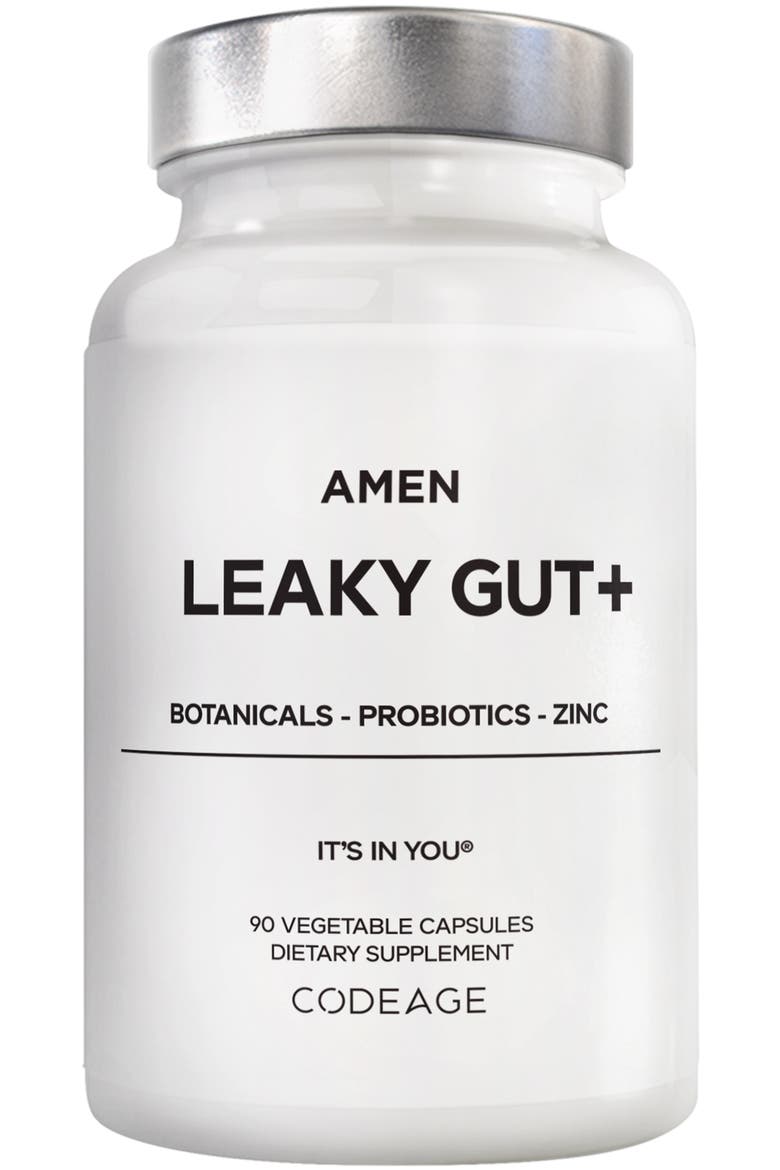 Amen Leaky Gut L-Glutamine, Probiotic & Prebiotic Supplement, Main, color, White