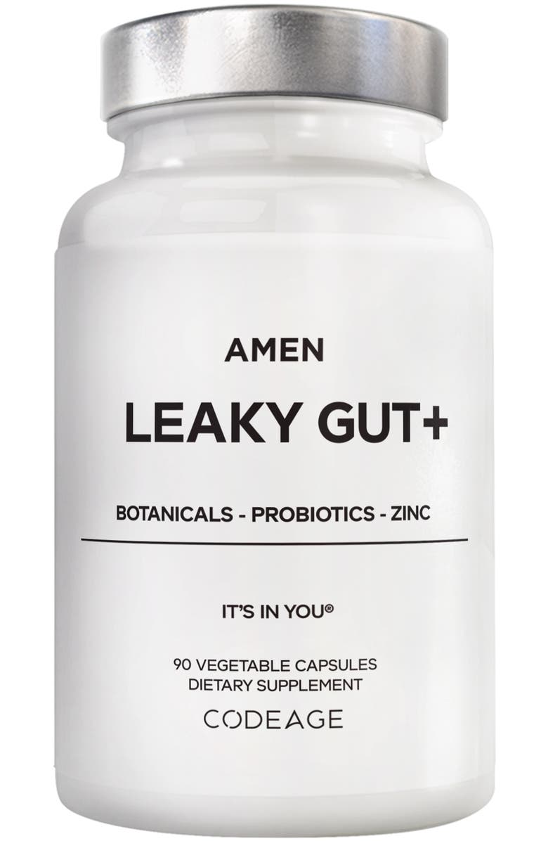 Codeage Amen Leaky Gut L-Glutamine, Probiotic & Prebiotic Supplement, Main, color, White